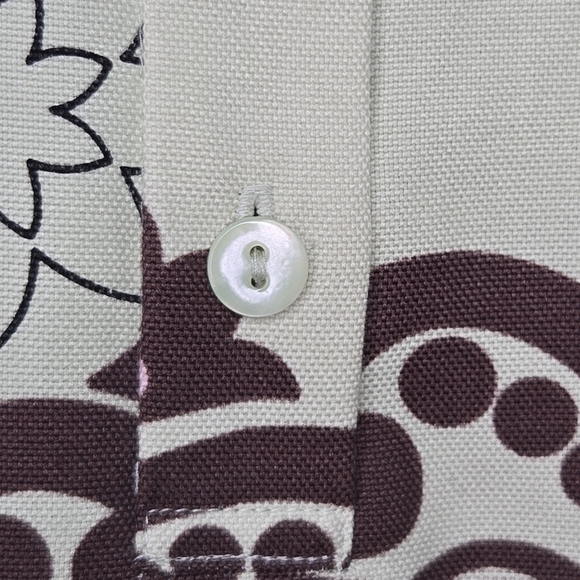 Beth Bowley Anthropologie Mint Pink 70s Floral Print Silk Blend Shirt Dress 6 - Picture 7 of 9